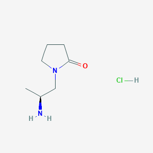 molecular formula C7H15ClN2O B8056968 1-[(2S)-2-aminopropyl]pyrrolidin-2-one hydrochloride 