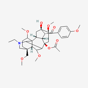 molecular formula C35H49NO9 B8057092 [(2R,3R,4R,5R,6S,8R,13S,16S,17R,18R)-11-ethyl-5-hydroxy-6,16,18-trimethoxy-4-(4-methoxybenzoyl)-13-(methoxymethyl)-11-azahexacyclo[7.7.2.12,5.01,10.03,8.013,17]nonadecan-8-yl] acetate 