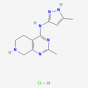 molecular formula C12H17ClN6 B8057156 2-Methyl-n-(3-methyl-1h-pyrazol-5-yl)-5,6,7,8-tetrahydropyrido[3,4-d]pyrimidin-4-amine hydrochloride 