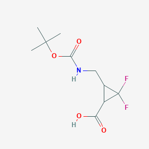 molecular formula C10H15F2NO4 B8057230 3-(((tert-Butoxycarbonyl)amino)methyl)-2,2-difluorocyclopropane-1-carboxylic acid 