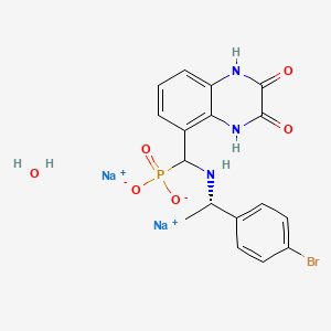 disodium;5-[[[(1S)-1-(4-bromophenyl)ethyl]amino]-phosphonatomethyl]-1,4-dihydroquinoxaline-2,3-dione;hydrate