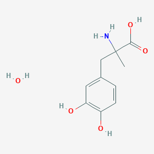 molecular formula C10H15NO5 B8057595 2-Amino-3-(3,4-dihydroxyphenyl)-2-methylpropanoic acid hydrate 