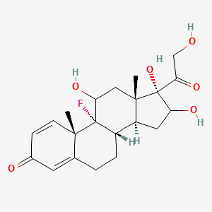 molecular formula C21H27FO6 B8057715 (8S,9R,10S,13S,14S,17S)-9-fluoro-11,16,17-trihydroxy-17-(2-hydroxyacetyl)-10,13-dimethyl-6,7,8,11,12,14,15,16-octahydrocyclopenta[a]phenanthren-3-one 