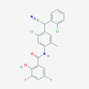 molecular formula C22H14Cl2I2N2O2 B8057740 N-[5-chloro-4-[(2-chlorophenyl)-cyanomethyl]-2-methylphenyl]-2-hydroxy-3,5-diiodobenzamide 