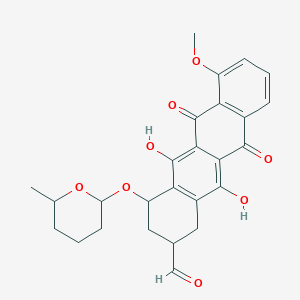 molecular formula C26H26O8 B8057752 5,12-Dihydroxy-7-methoxy-4-(6-methyloxan-2-yl)oxy-6,11-dioxo-1,2,3,4-tetrahydrotetracene-2-carbaldehyde 