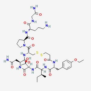 molecular formula C43H67N11O12S2 B8057868 1-({(4r,7s,13s,16r)-7-(2-Amino-2-oxoethyl)-13-[(2s)-butan-2-yl]-16-(4-ethoxybenzyl)-10-[(1r)-1-hydroxyethyl]-6,9,12,15,18-pentaoxo-1,2-dithia-5,8,11,14,17-pentaazacycloicosan-4-yl}carbonyl)-l-prolyl-l-ornithylglycinamide 