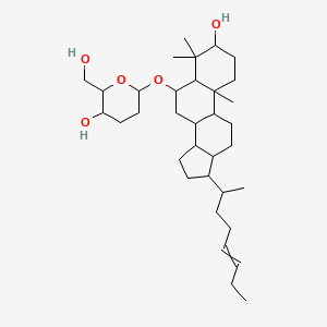 molecular formula C34H58O5 B8057880 2-(hydroxymethyl)-6-[(3-hydroxy-4,4,10-trimethyl-17-oct-5-en-2-yl-2,3,5,6,7,8,9,11,12,13,14,15,16,17-tetradecahydro-1H-cyclopenta[a]phenanthren-6-yl)oxy]oxan-3-ol 