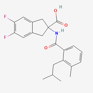 molecular formula C22H23F2NO3 B8057935 5,6-Difluoro-2-(2-isobutyl-3-methyl-benzoylamino)-indan-2-carboxylic acid 