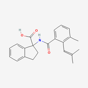 molecular formula C22H23NO3 B8057959 1-[[3-Methyl-2-(2-methylprop-1-enyl)benzoyl]amino]-2,3-dihydroindene-1-carboxylic acid 