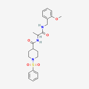 molecular formula C23H29N3O5S B8058037 N-(1-((2-Methoxybenzyl)amino)-1-oxopropan-2-yl)-1-(phenylsulfonyl)piperidine-4-carboxamide 