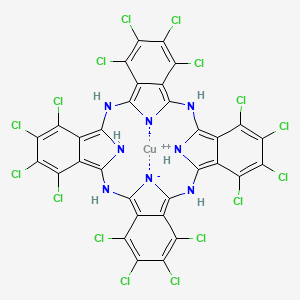 molecular formula C32H6Cl16CuN8 B8058049 Copper;5,6,7,8,14,15,16,17,23,24,25,26,32,33,34,35-hexadecachloro-2,11,20,29,38,40-hexaza-37,39-diazanidanonacyclo[28.6.1.13,10.112,19.121,28.04,9.013,18.022,27.031,36]tetraconta-1(36),3,5,7,9,12,14,16,18,21,23,25,27,30,32,34-hexadecaene 