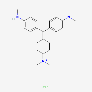 molecular formula C24H32ClN3 B8058066 [4-[[4-(Dimethylamino)phenyl]-[4-(methylamino)phenyl]methylidene]cyclohexylidene]-dimethylazanium;chloride 