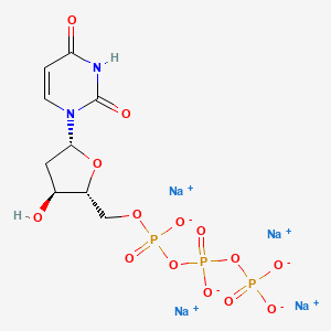 molecular formula C9H11N2Na4O14P3 B8058191 Sodium ((2R,3S,5R)-5-(2,4-dioxo-3,4-dihydropyrimidin-1(2H)-yl)-3-hydroxytetrahydrofuran-2-yl)methyl triphosphate 