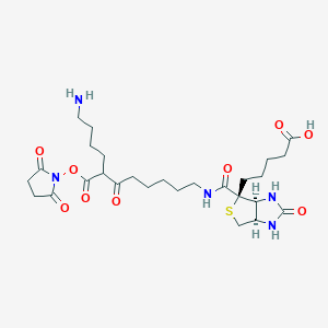 molecular formula C27H41N5O9S B8058336 5-((3AS,4S,6aR)-4-((11-amino-7-(((2,5-dioxopyrrolidin-1-yl)oxy)carbonyl)-6-oxoundecyl)carbamoyl)-2-oxohexahydro-1H-thieno[3,4-d]imidazol-4-yl)pentanoic acid 
