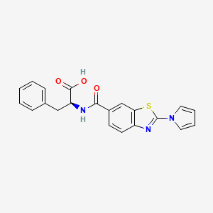 molecular formula C21H17N3O3S B8058431 (2S)-3-phenyl-2-[(2-pyrrol-1-yl-1,3-benzothiazole-6-carbonyl)amino]propanoic acid 