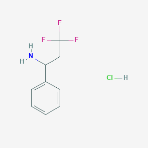 molecular formula C9H11ClF3N B8058478 3,3,3-Trifluoro-1-phenyl-propan-1-amine hydrochloride 