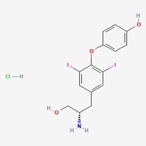 molecular formula C15H16ClI2NO3 B8058532 betaS-amino-4-(4-hydroxyphenoxy)-3,5-diiodo-benzenepropanol,monohydrochloride 