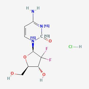 molecular formula C9H12ClF2N3O4 B8058574 2'-deoxy-2',2'-difluoro-cytidine-2-13C-1,3-15N2,monohydrochloride 