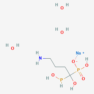 molecular formula C4H18NNaO8P2 B8058602 Sodium;(4-amino-1-hydroxy-1-hydroxyphosphanylbutyl)-hydroxyphosphinate;trihydrate 