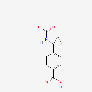 molecular formula C15H19NO4 B8058692 4-(1-((Tert-butoxycarbonyl)amino)cyclopropyl)benzoic acid 