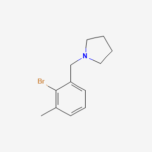 molecular formula C12H16BrN B8058756 1-(2-Bromo-3-methylbenzyl)pyrrolidine 