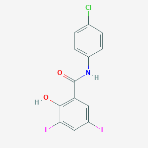 molecular formula C13H8ClI2NO2 B080589 Benzamide, N-(4-chlorophenyl)-2-hydroxy-3,5-diiodo- CAS No. 14437-46-8