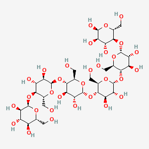 molecular formula C36H62O31 B8058912 alpha-D-glucopyranosyl-(1->4)-alpha-D-glucopyranosyl-(1->4)-alpha-D-glucopyranosyl-(1->4)-alpha-D-glucopyranosyl-(1->4)-alpha-D-glucopyranosyl-(1->4)-alpha-D-glucopyranose CAS No. 133644-78-7