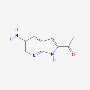 molecular formula C9H9N3O B8059012 1-(5-amino-1H-pyrrolo[2,3-b]pyridin-2-yl)ethanone 