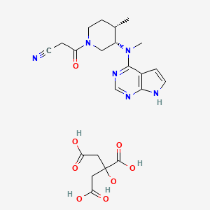 molecular formula C22H28N6O8 B8059118 2-hydroxypropane-1,2,3-tricarboxylicacid;3-[(3S,4S)-4-methyl-3-[methyl({7H-pyrrolo[2,3-d]pyrimidin-4-yl})amino]piperidin-1-yl]-3-oxopropanenitrile 