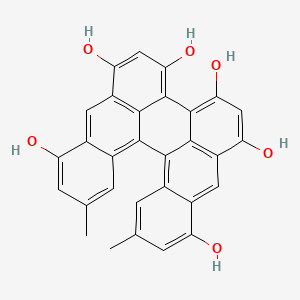 molecular formula C30H20O6 B8059126 5,24-Dimethylheptacyclo[13.11.1.12,10.03,8.019,27.021,26.014,28]octacosa-1(26),2,4,6,8,10(28),11,13,15,17,19(27),20,22,24-tetradecaene-7,11,13,16,18,22-hexol 