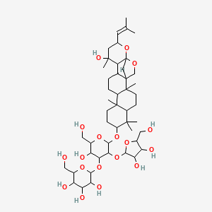 molecular formula C47H76O18 B8059138 2-[5-[3,4-Dihydroxy-5-(hydroxymethyl)oxolan-2-yl]oxy-3-hydroxy-2-(hydroxymethyl)-6-[[16-hydroxy-2,6,6,10,16-pentamethyl-18-(2-methylprop-1-enyl)-19,21-dioxahexacyclo[18.2.1.01,14.02,11.05,10.015,20]tricosan-7-yl]oxy]oxan-4-yl]oxy-6-(hydroxymethyl)oxane-3,4,5-triol 