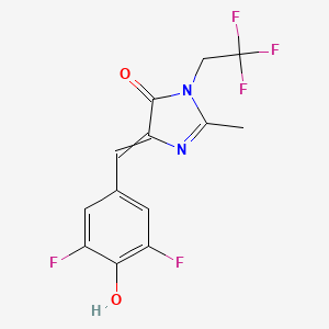 molecular formula C13H9F5N2O2 B8059257 5-[(3,5-Difluoro-4-hydroxyphenyl)methylidene]-2-methyl-3-(2,2,2-trifluoroethyl)imidazol-4-one 