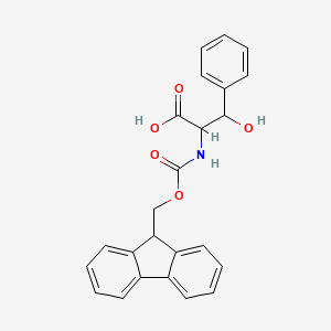 molecular formula C24H21NO5 B8059273 2-((((9H-Fluoren-9-yl)methoxy)carbonyl)amino)-3-hydroxy-3-phenylpropanoic acid 
