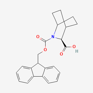 molecular formula C23H23NO4 B8059295 (3S)-2-{[(9H-fluoren-9-yl)methoxy]carbonyl}-2-azabicyclo[2.2.2]octane-3-carboxylic acid 