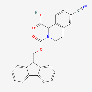molecular formula C26H20N2O4 B8059321 2-(((9H-Fluoren-9-yl)methoxy)carbonyl)-6-cyano-1,2,3,4-tetrahydroisoquinoline-1-carboxylic acid 