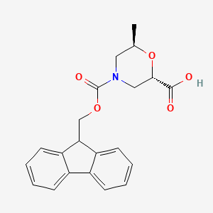molecular formula C21H21NO5 B8059357 (2S,6R)-4-(9H-Fluoren-9-ylmethoxycarbonyl)-6-methylmorpholine-2-carboxylic acid 