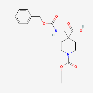 molecular formula C20H28N2O6 B8059378 4-((((Benzyloxy)carbonyl)amino)methyl)-1-(tert-butoxycarbonyl)piperidine-4-carboxylic acid 