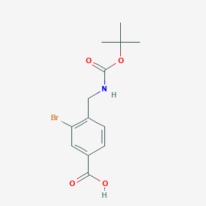 molecular formula C13H16BrNO4 B8059530 3-Bromo-4-(tert-butoxycarbonylamino-methyl)-benzoic acid 