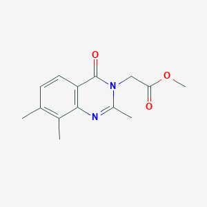 molecular formula C14H16N2O3 B8059620 Methyl 2-(2,7,8-trimethyl-4-oxoquinazolin-3-yl)acetate 
