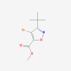 molecular formula C9H12BrNO3 B8059669 4-Bromo-3-tert-butyl-isoxazole-5-carboxylic acid methyl ester 