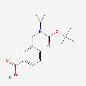 molecular formula C16H21NO4 B8059735 3-[(tert-Butoxycarbonylcyclopropylamino)-methyl]-benzoic acid 