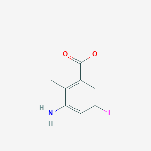 molecular formula C9H10INO2 B8059760 Methyl 3-amino-5-iodo-2-methylbenzoate 
