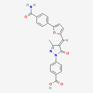 molecular formula C23H17N3O5 B8059841 4-[(4E)-4-[[5-(4-carbamoylphenyl)furan-2-yl]methylidene]-3-methyl-5-oxopyrazol-1-yl]benzoic acid 