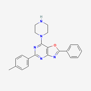 molecular formula C22H21N5O B8060017 5-(4-Methylphenyl)-2-phenyl-7-piperazin-1-yl-[1,3]oxazolo[4,5-d]pyrimidine 