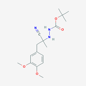 molecular formula C17H25N3O4 B8060039 tert-butyl N-[[2-cyano-1-(3,4-dimethoxyphenyl)propan-2-yl]amino]carbamate 