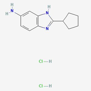 molecular formula C12H17Cl2N3 B8060047 2-cyclopentyl-3H-benzimidazol-5-amine;dihydrochloride 