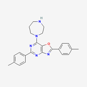 molecular formula C24H25N5O B8060157 7-(1,4-二氮杂环丁-1-基)-2,5-双(4-甲苯基)-[1,3]恶唑并[4,5-d]嘧啶 