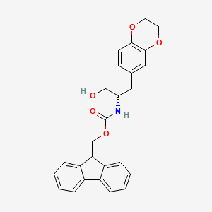 molecular formula C26H25NO5 B8060404 9H-fluoren-9-ylmethyl N-[(2S)-1-(2,3-dihydro-1,4-benzodioxin-6-yl)-3-hydroxypropan-2-yl]carbamate 