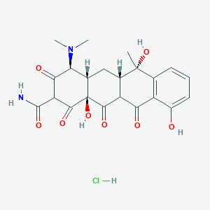 molecular formula C22H25ClN2O8 B8060453 (4S,4aS,5aS,6S,12aS)-4-(dimethylamino)-6,10,12a-trihydroxy-6-methyl-1,3,11,12-tetraoxo-4a,5,5a,11a-tetrahydro-4H-tetracene-2-carboxamide;hydrochloride 
