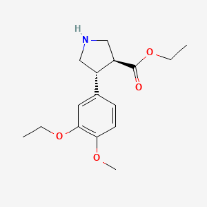molecular formula C16H23NO4 B8060521 rac-ethyl (3R,4S)-4-(3-ethoxy-4-methoxyphenyl)pyrrolidine-3-carboxylate 